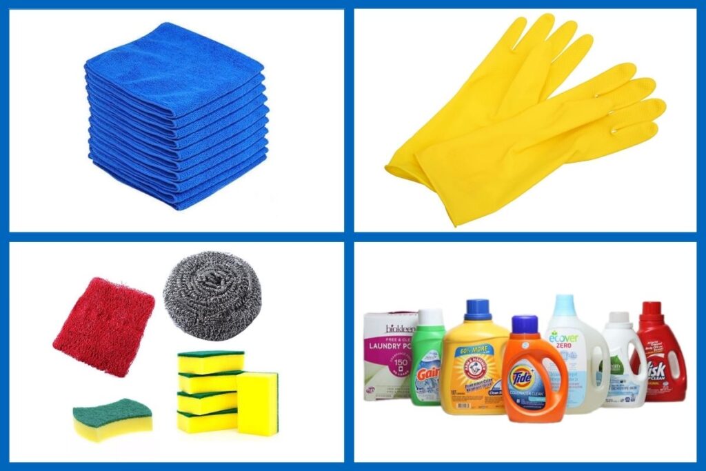 Thiết bị bảo hộ và dụng cụ khi dọn dẹp