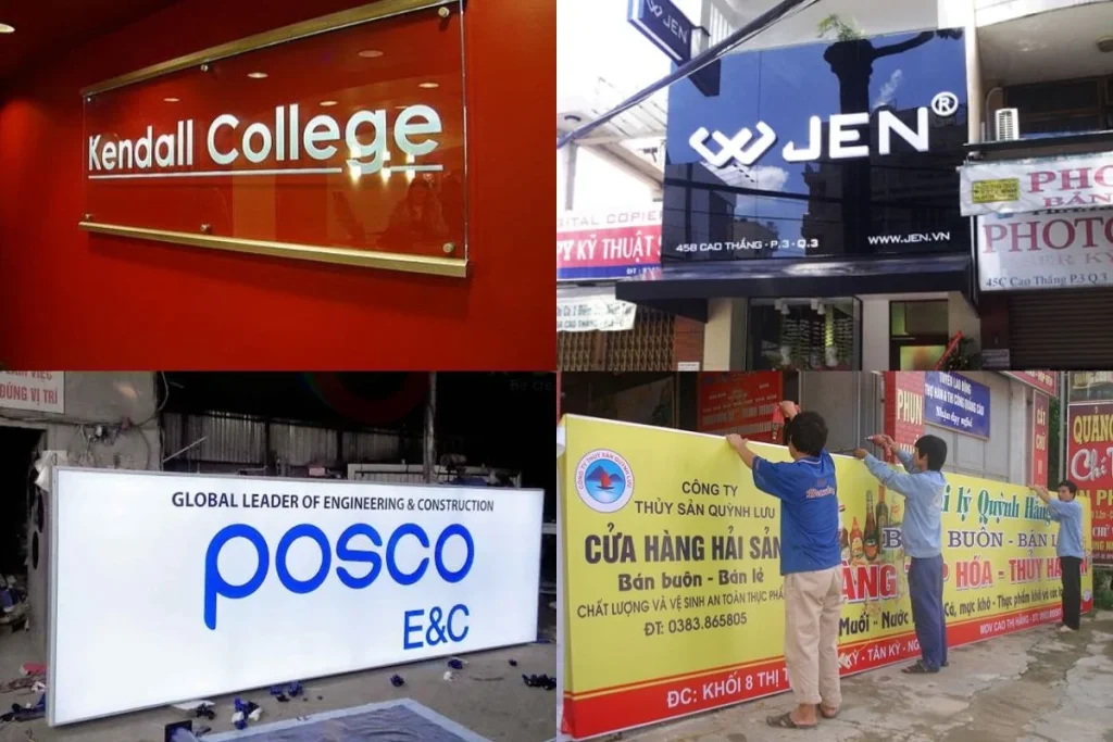 Biển hiệu kính, bạt Hiflex sau vệ sinh sáng rõ.