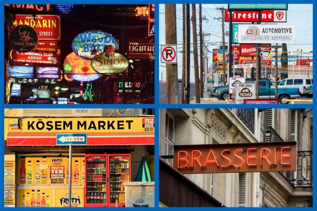 Hình ảnh biển hiệu bị bám bụi, rêu mốc trước và sau khi được vệ sinh sạch sẽ, giúp nâng cao giá trị thương hiệu.