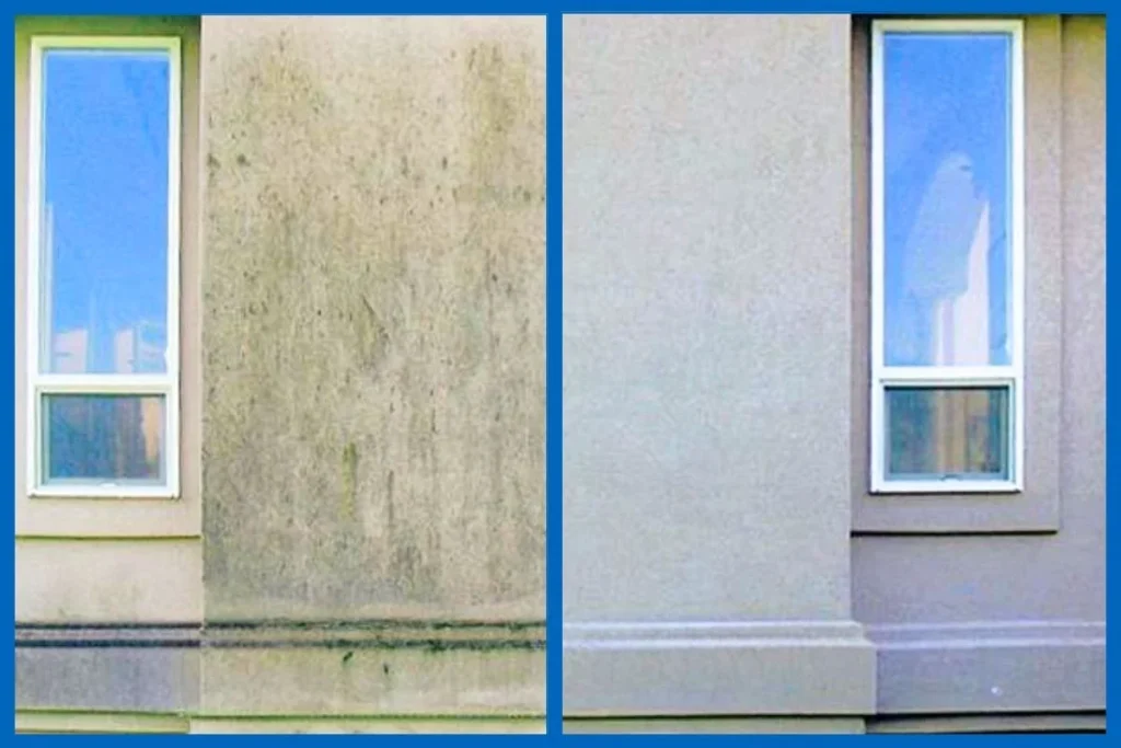 Hình ảnh so sánh trước và sau khi vệ sinh tường