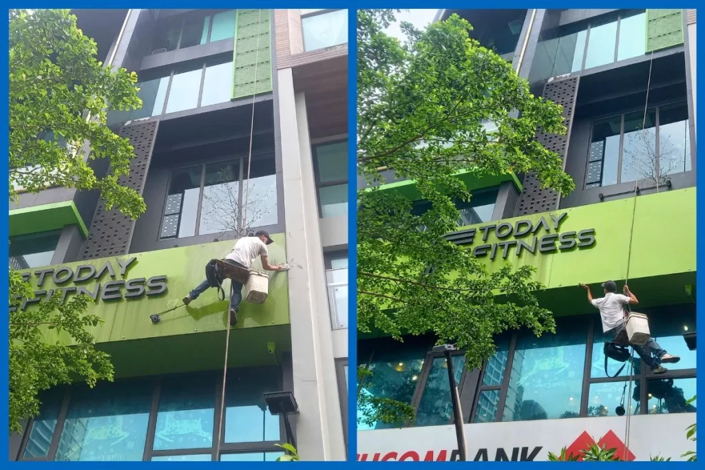 Thời gian vệ sinh biển hiệu tùy thuộc vào kích thước, độ cao và mức độ bám bẩn.